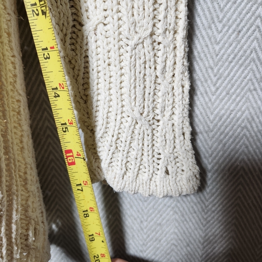 Vintage Claus Womens M Silk Cable Knit V-Neck Cream Sweater - Picture 7 of 7